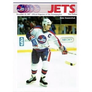 Winnipeg Jets Official Program Dale Hawerchuk Nov 10 Cover On 12x8in Metal Sign